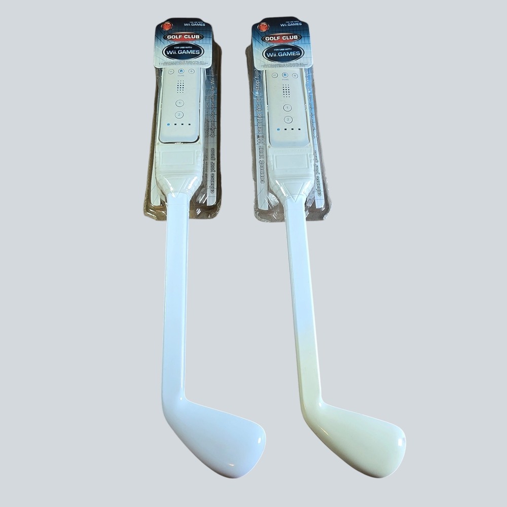 Set of 2 Golf Club Attachments for Nintendo Wii Games White New Sealed